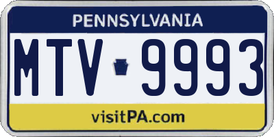 PA license plate MTV9993