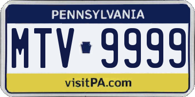 PA license plate MTV9999