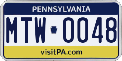 PA license plate MTW0048