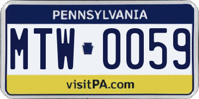 PA license plate MTW0059