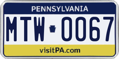 PA license plate MTW0067