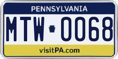 PA license plate MTW0068