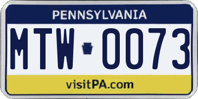 PA license plate MTW0073