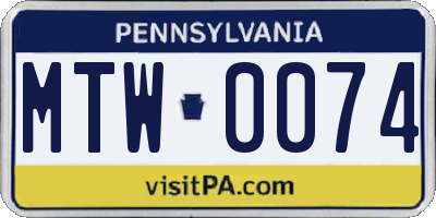 PA license plate MTW0074