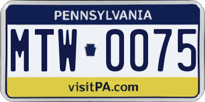 PA license plate MTW0075