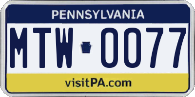 PA license plate MTW0077