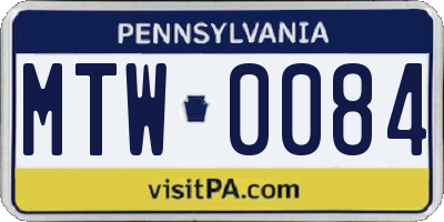 PA license plate MTW0084