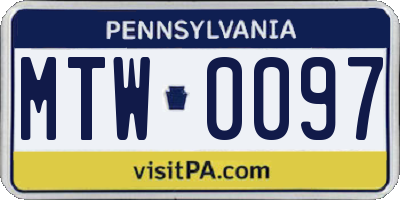 PA license plate MTW0097