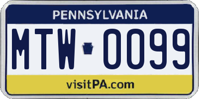PA license plate MTW0099