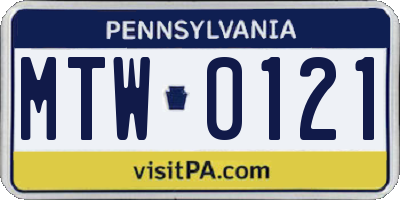 PA license plate MTW0121