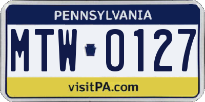 PA license plate MTW0127