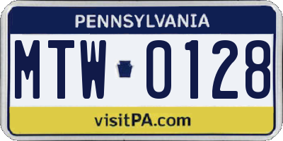 PA license plate MTW0128