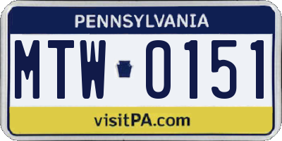 PA license plate MTW0151