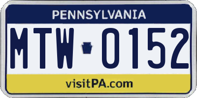 PA license plate MTW0152