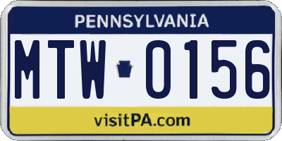 PA license plate MTW0156