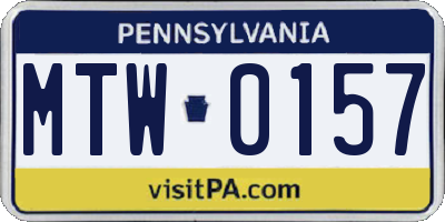 PA license plate MTW0157