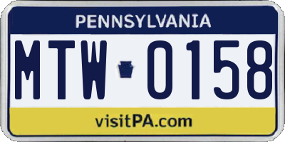 PA license plate MTW0158