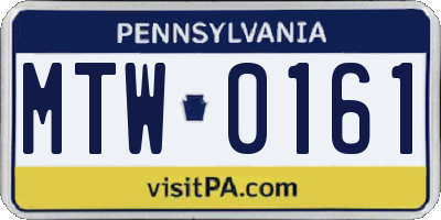 PA license plate MTW0161