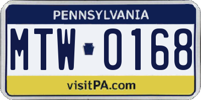 PA license plate MTW0168