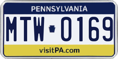 PA license plate MTW0169