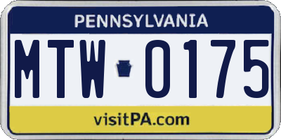 PA license plate MTW0175