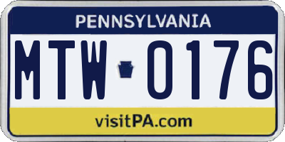 PA license plate MTW0176