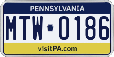 PA license plate MTW0186