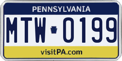 PA license plate MTW0199