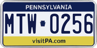 PA license plate MTW0256