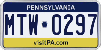 PA license plate MTW0297