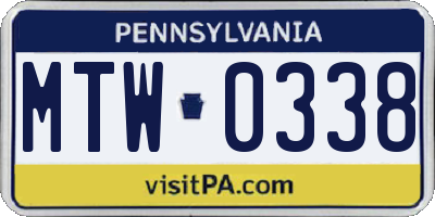 PA license plate MTW0338