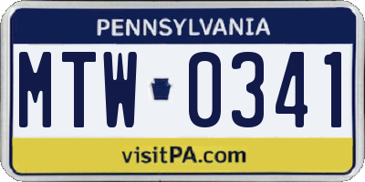 PA license plate MTW0341