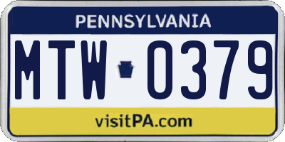 PA license plate MTW0379