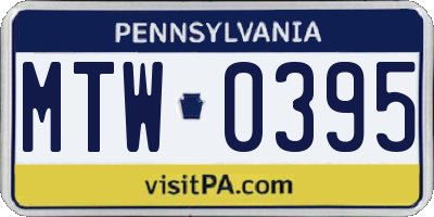 PA license plate MTW0395