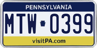PA license plate MTW0399
