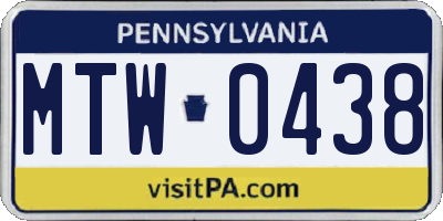 PA license plate MTW0438