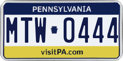 PA license plate MTW0444