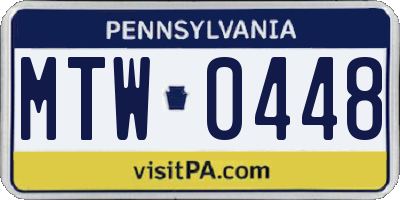 PA license plate MTW0448