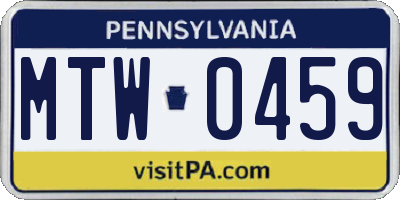 PA license plate MTW0459