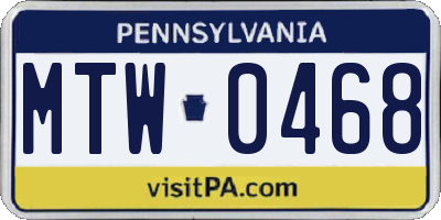 PA license plate MTW0468