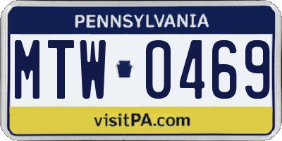 PA license plate MTW0469