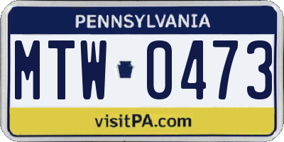 PA license plate MTW0473