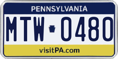 PA license plate MTW0480