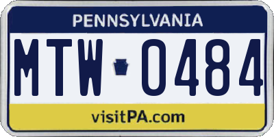 PA license plate MTW0484