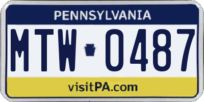 PA license plate MTW0487