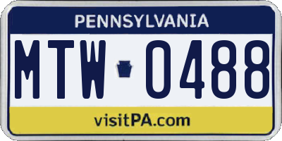 PA license plate MTW0488