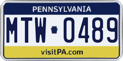 PA license plate MTW0489