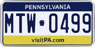 PA license plate MTW0499