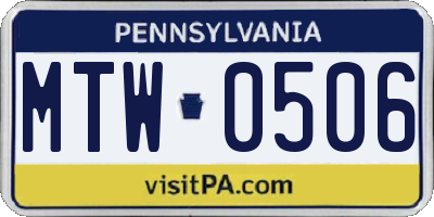 PA license plate MTW0506
