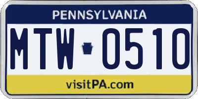 PA license plate MTW0510
